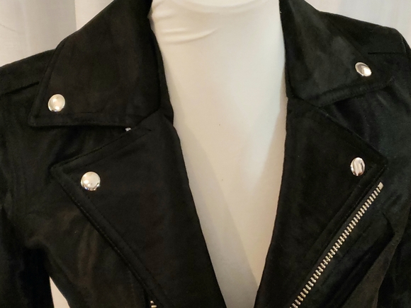 Bess Lamb Skin Black Studd Zipper Jacket - Picture 3 of 8